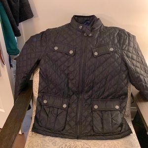 Super Dry motorcycle jacket, size XL, black and royal blue interior